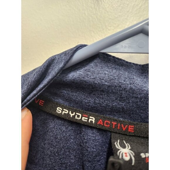 Spyder Active Mens Top Size XXL Navy Blue ProW B 1/4 Zip Long Sleeve Pullover - Picture 3 of 9
